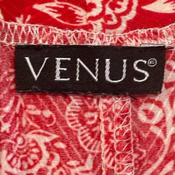 Venus Women Kimono Cardigan Large Red & White Floral Paisley Bohemian Preppy - Picture 9 of 14